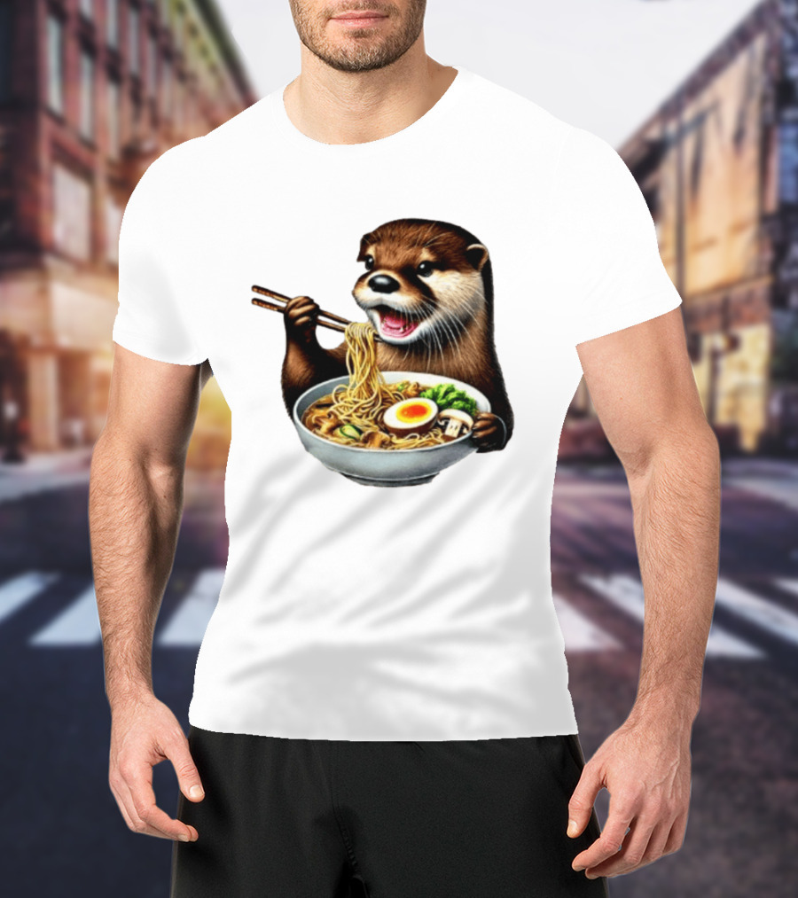 Trendy Otter Enjoying Ramen Bowl Meme T-Shirt