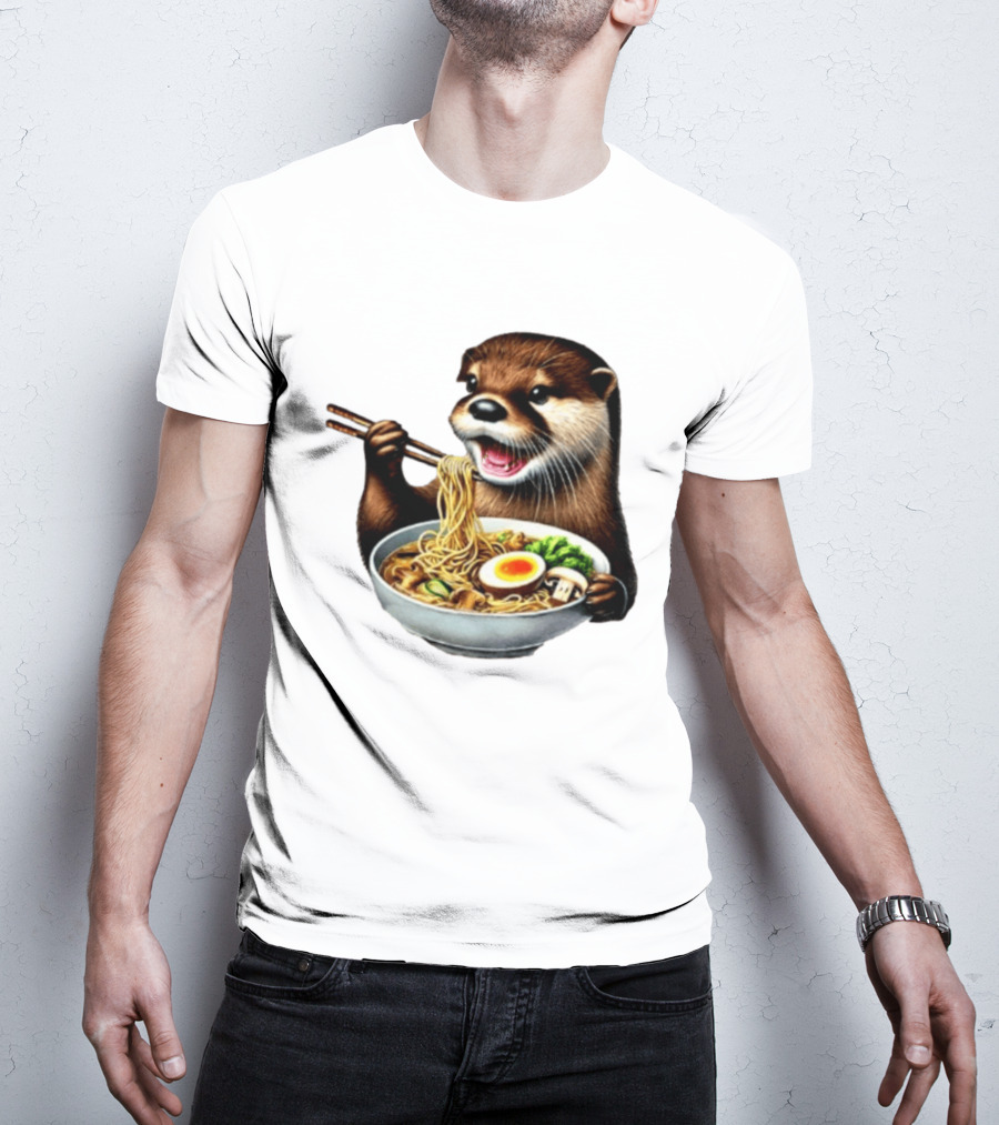 Trendy Otter Enjoying Ramen Bowl Meme T-Shirt