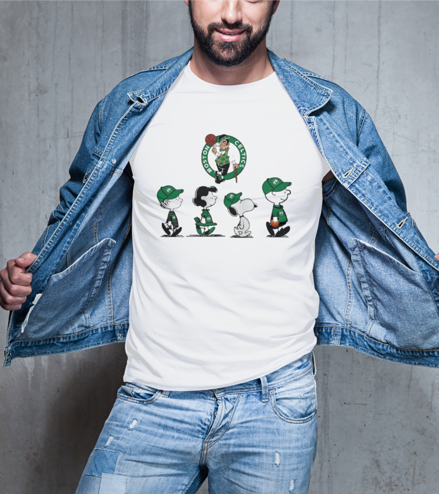 Peanuts Characters Boston Celtics Basketball Sports T-Shirt
