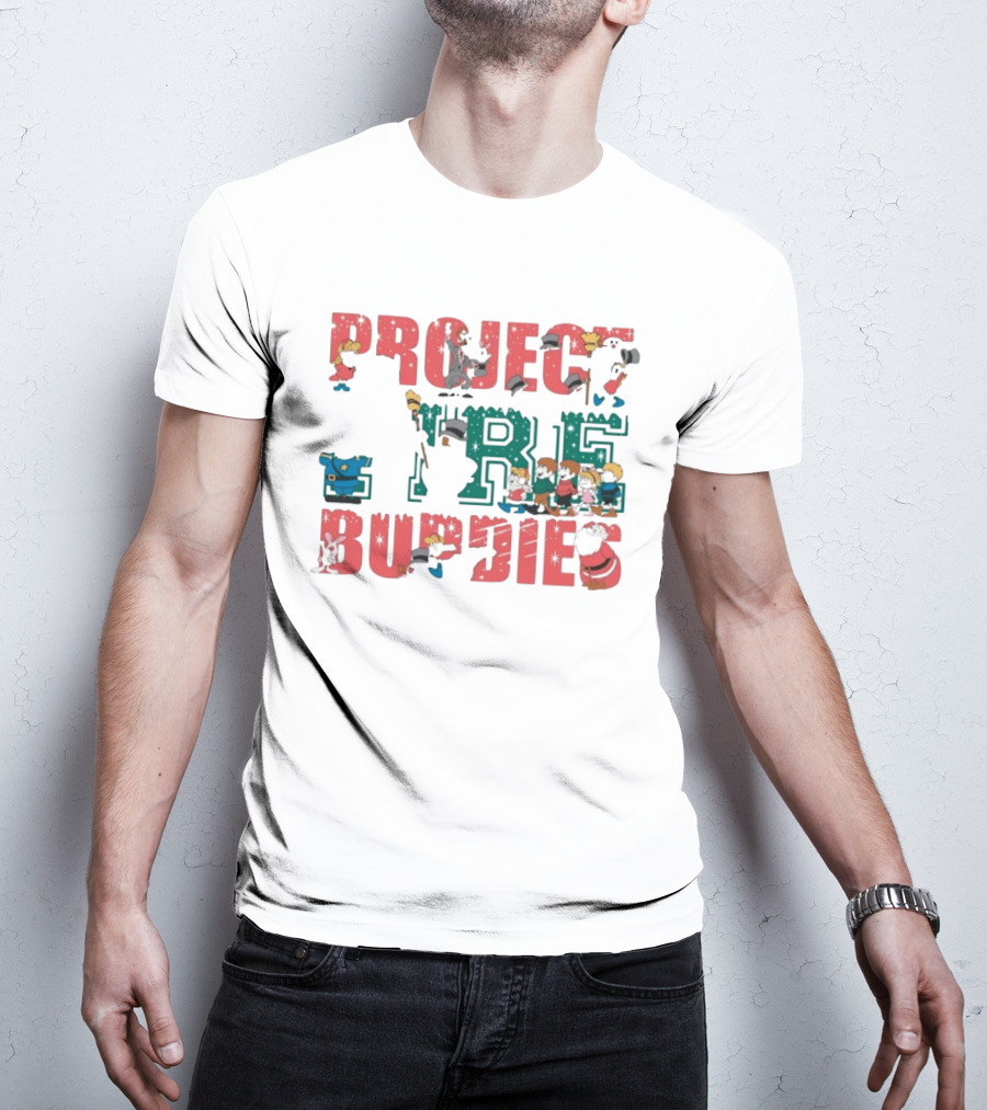 Project Fire Buddies Christmas Animated Characters And Santa Claus T-Shirt