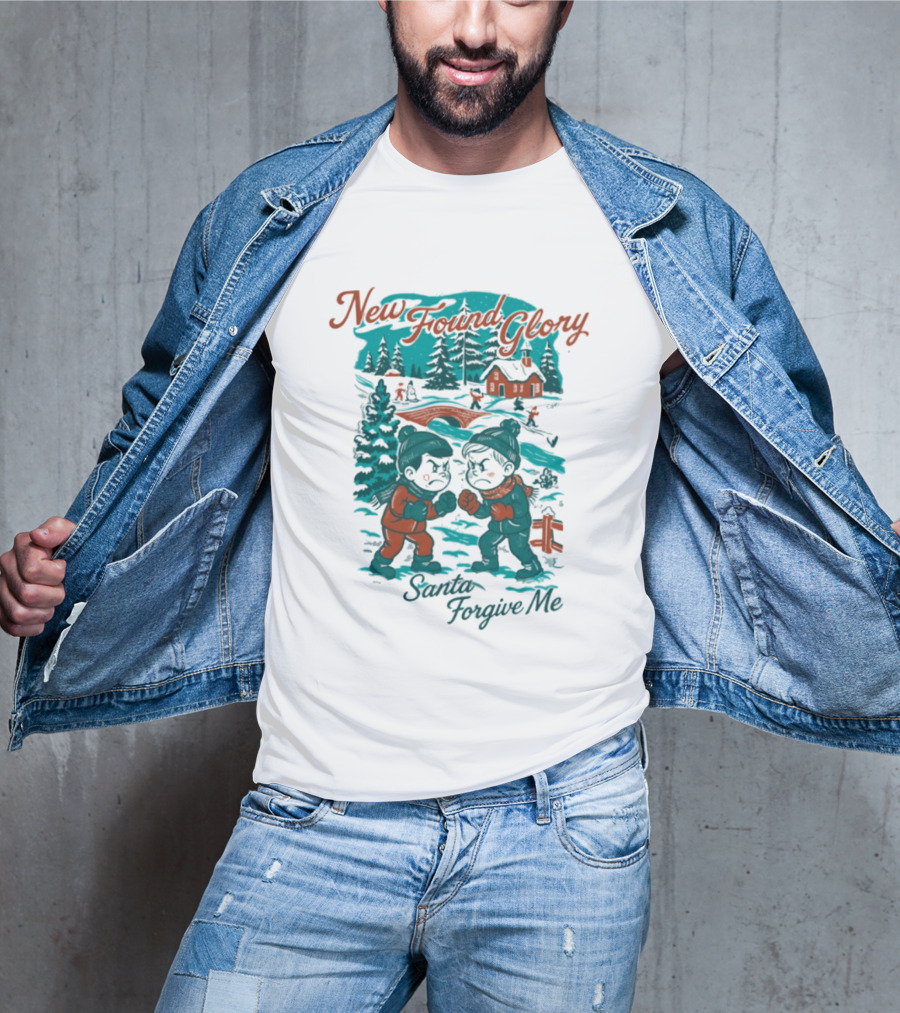 New Found Glory Santa Forgive Me Winter Scene T-Shirt