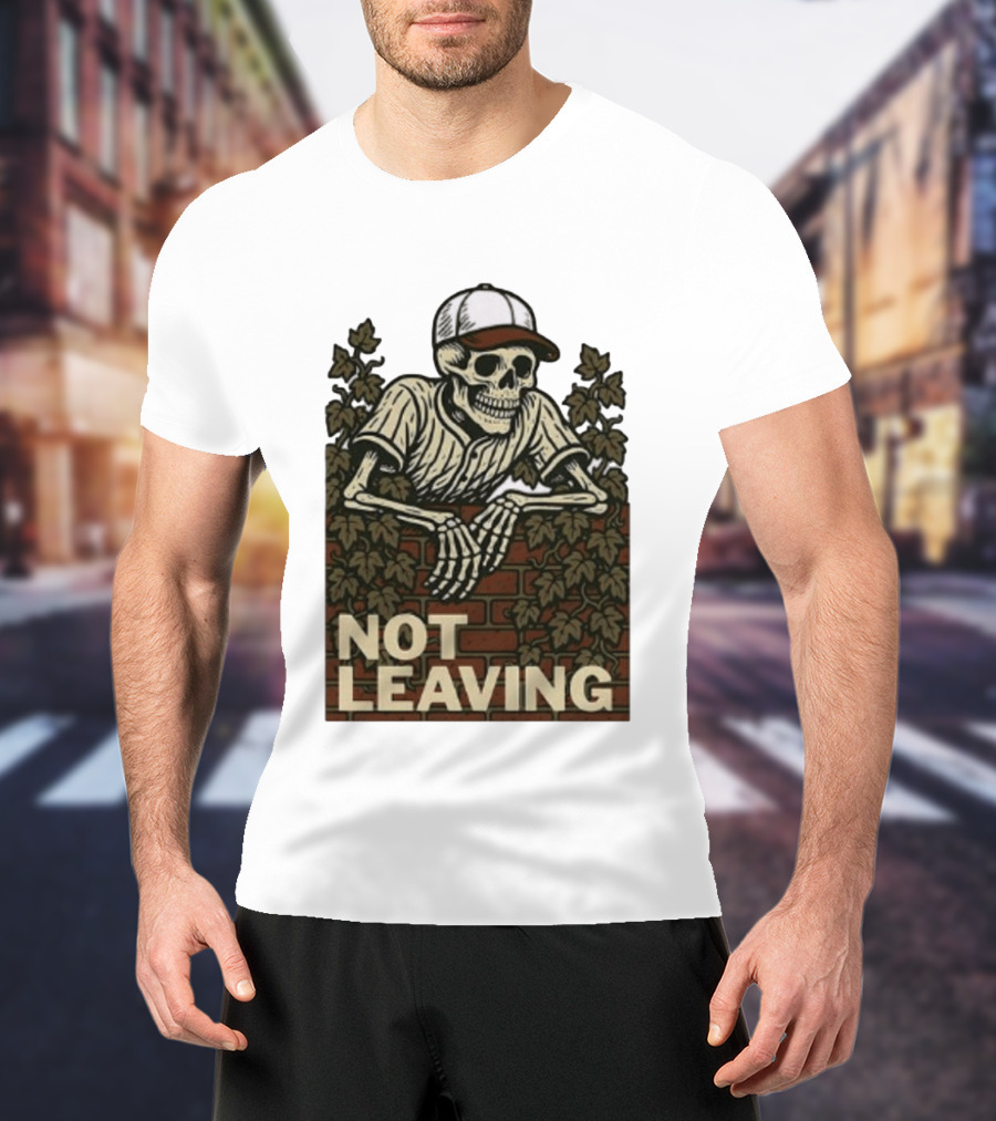 Skeleton Baseball Player Not Leaving Brick Wall Ivy Cap T-Shirt