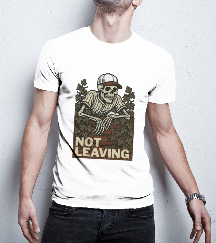 Skeleton Baseball Player Not Leaving Brick Wall Ivy Cap T-Shirt