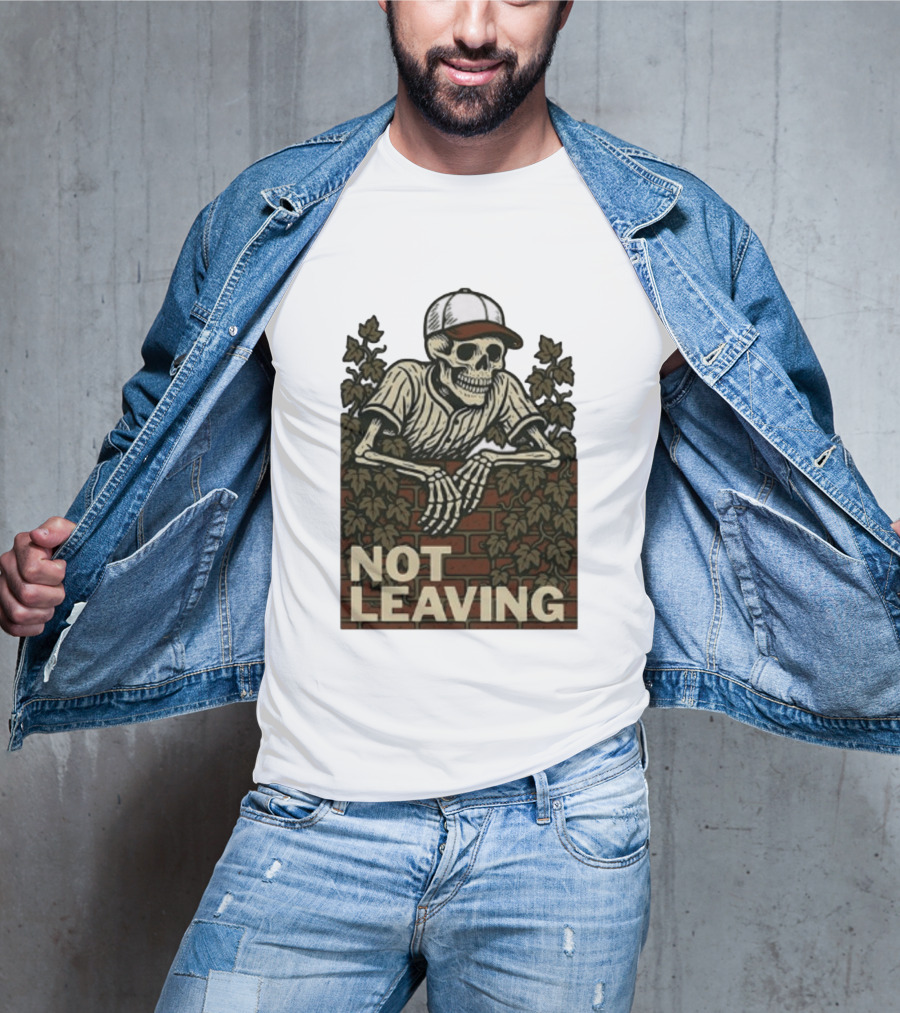 Skeleton Baseball Player Not Leaving Brick Wall Ivy Cap T-Shirt