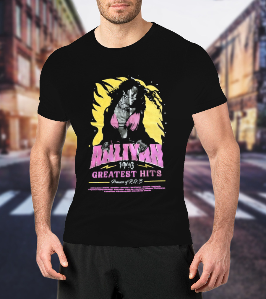 Aaliyah 1996 Greatest Hits Yellow And Pink Fashion T-Shirt