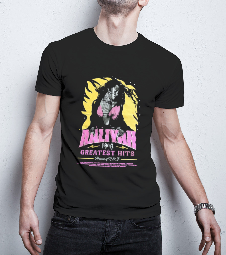 Aaliyah 1996 Greatest Hits Yellow And Pink Fashion T-Shirt