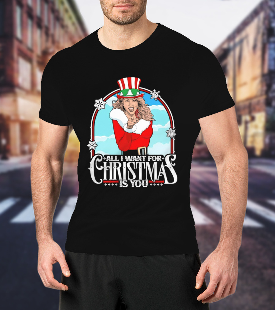 All I Want For Christmas Is You Mariah Carey Santa Christmas Music Holiday T-Shirt