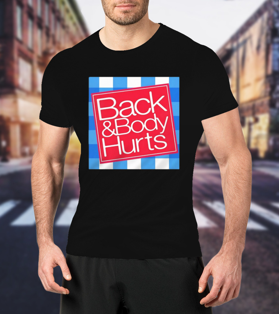 Back And Body Hurts Blue Gingham Square Red T-Shirt