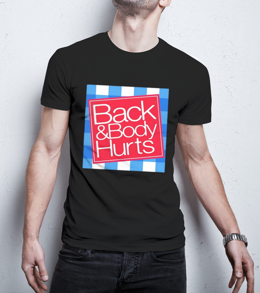 Back And Body Hurts Blue Gingham Square Red T-Shirt