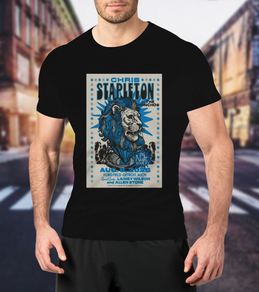 Chris Stapleton The Honchos Ford Field Detroit Aug 08 2026 Special Guests Lainey Wilson Allen Stone T-Shirt