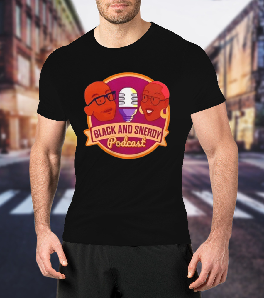 Black And Snerdy Podcast Hosts Microphone T-Shirt