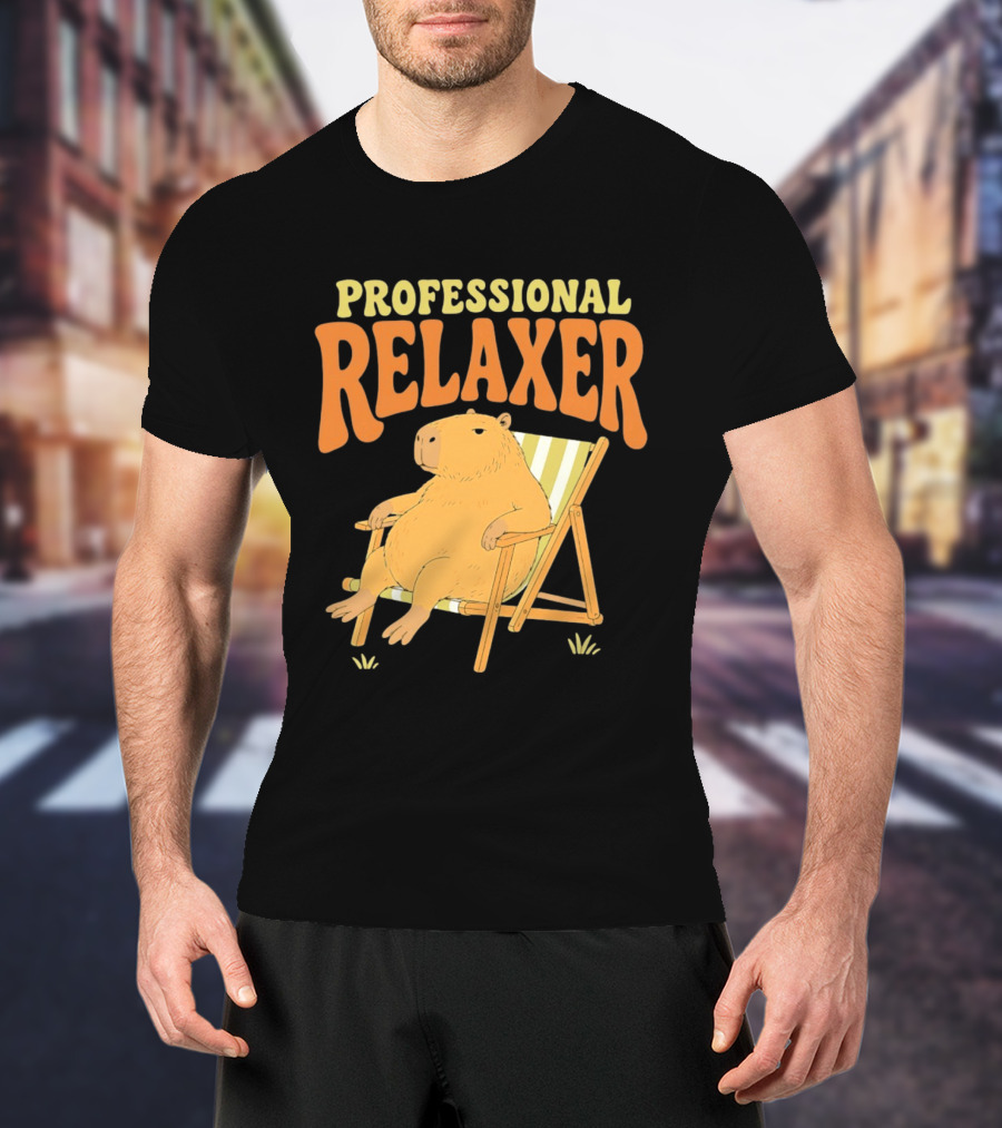 Professional Relaxer Capybara Sitting In Beach Chair T-Shirt