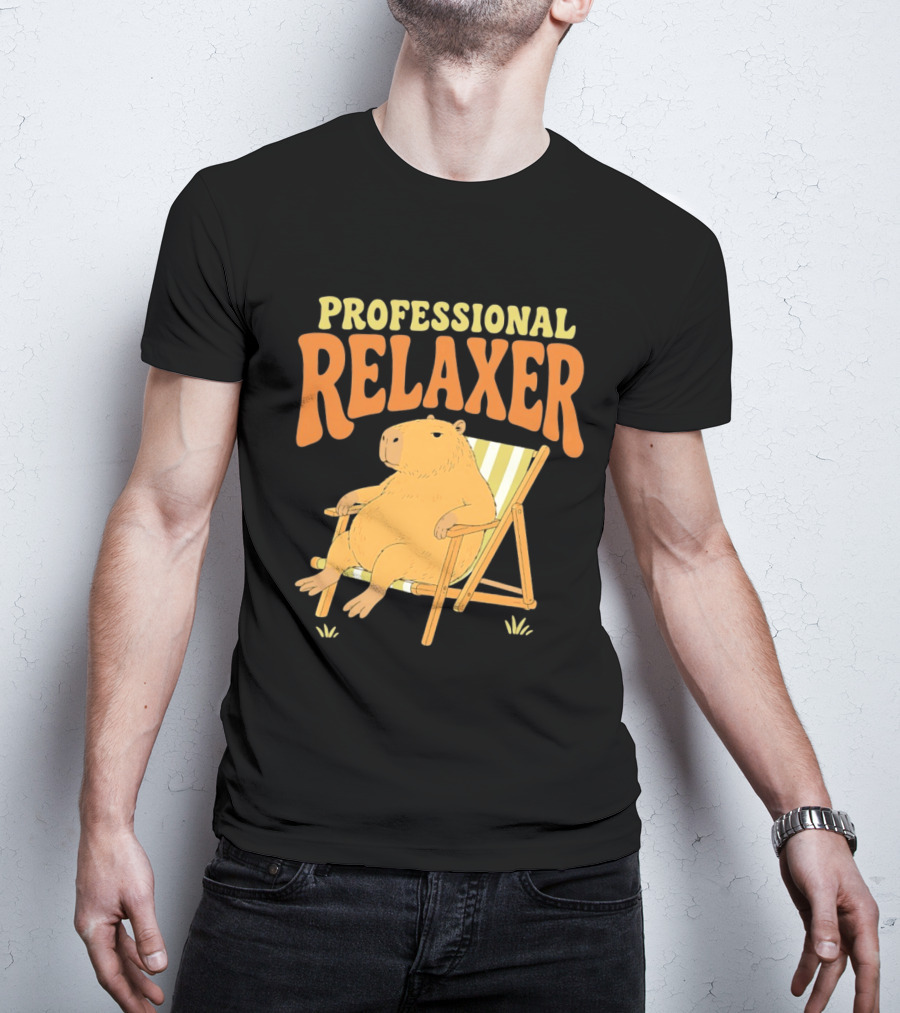 Professional Relaxer Capybara Sitting In Beach Chair T-Shirt