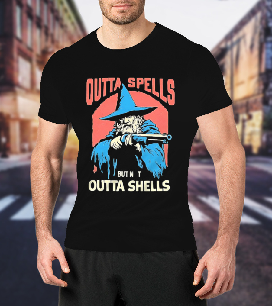Outta Spells But Not Outta Shells Wizard Humor T-Shirt