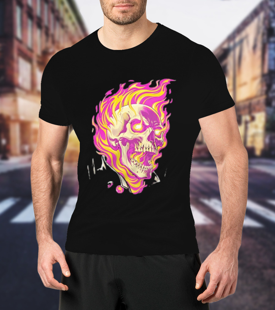 Ghost Rider Flaming Skull Marvel Fire Blaze T-Shirt