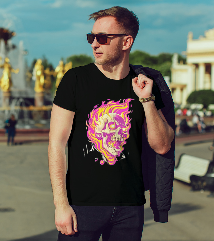 Ghost Rider Flaming Skull Marvel Fire Blaze T-Shirt