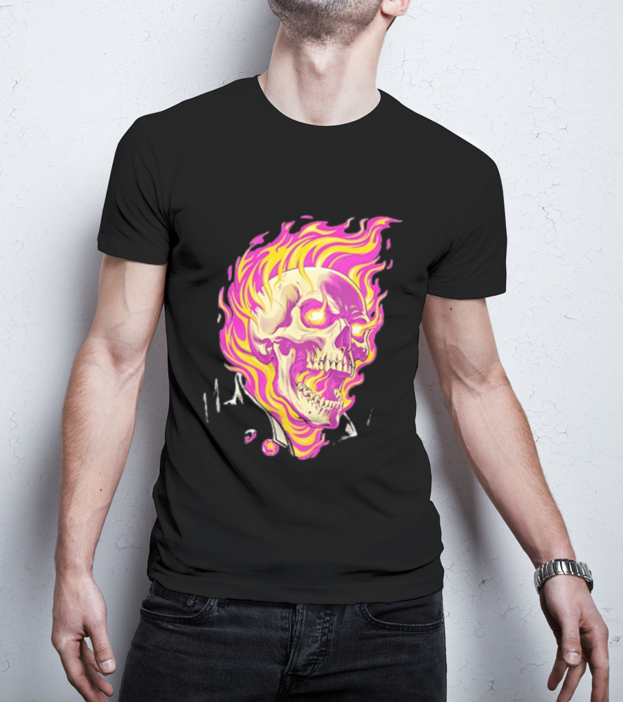 Ghost Rider Flaming Skull Marvel Fire Blaze T-Shirt