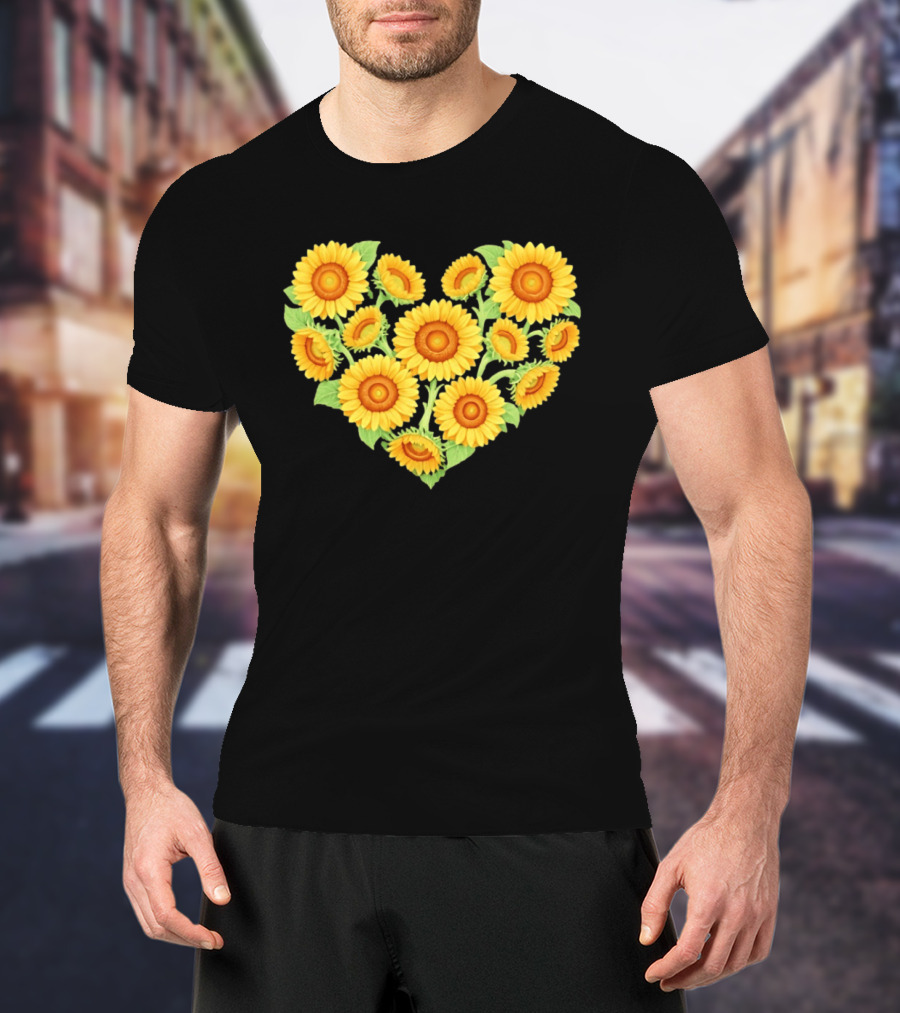 Sunflower Heart Shaped Floral Arrangement Nature T-Shirt