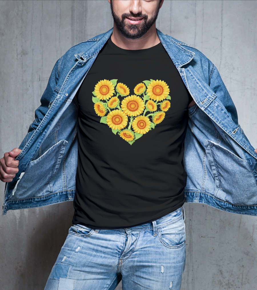 Sunflower Heart Shaped Floral Arrangement Nature T-Shirt