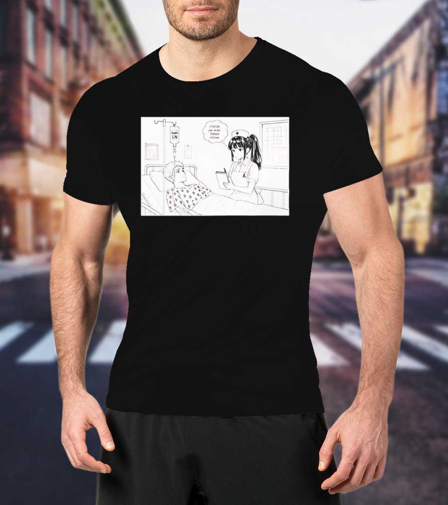 Nurse Manga Style Hospital Scene With Patient And IV Drip T-Shirt
