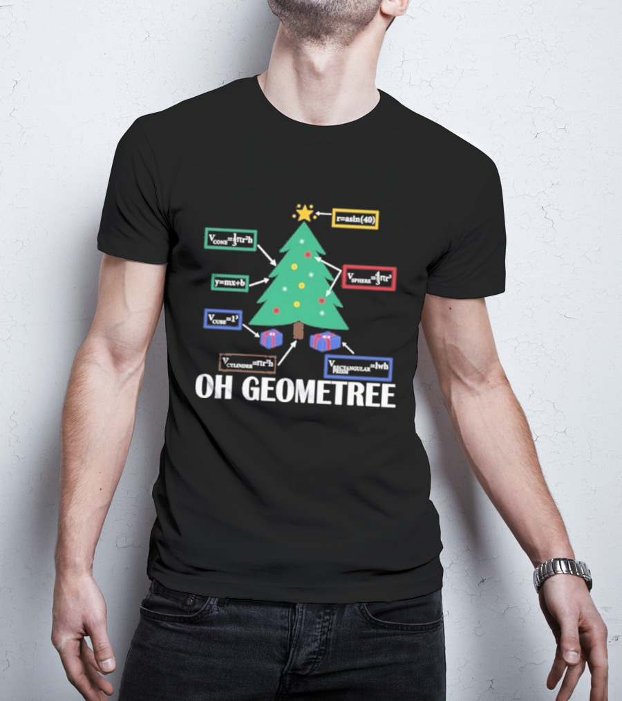 Oh Geometree Christmas Math Teacher Holiday Humor Educational T-Shirt