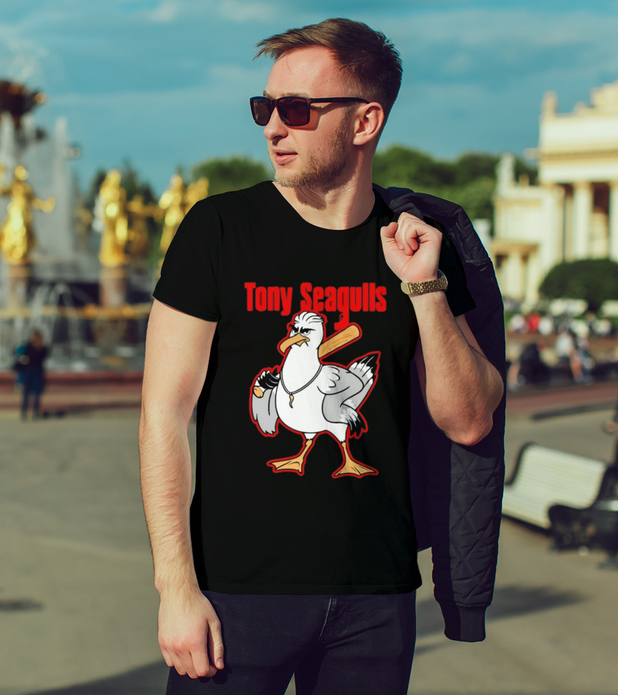 Tony Seagulls Mobster Bird Seagull Mafia T-Shirt