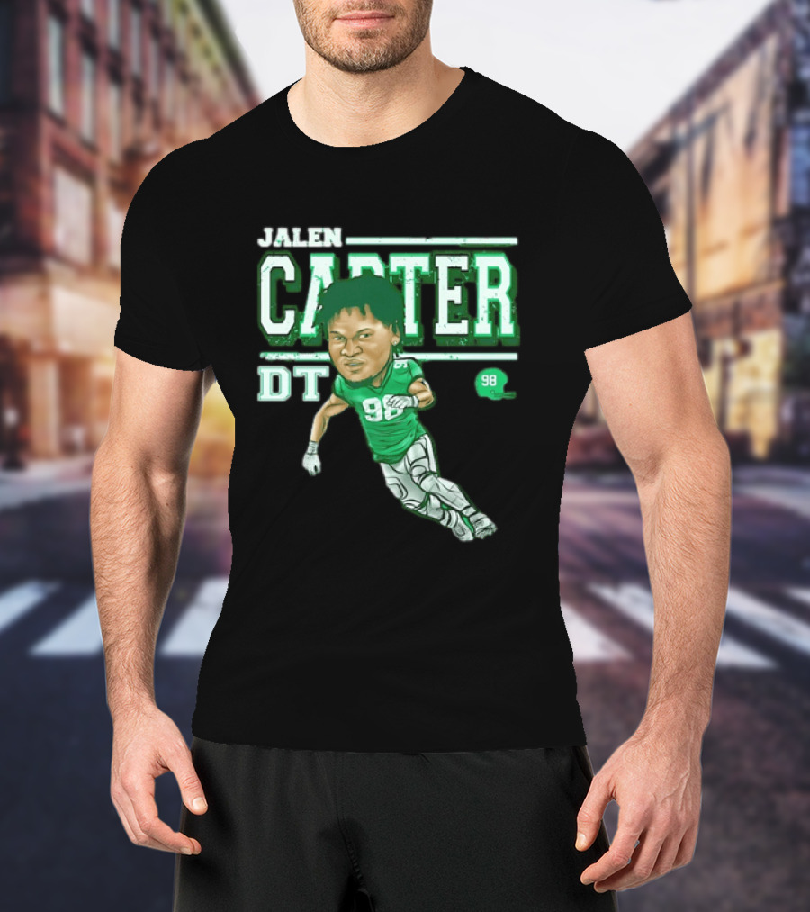 Jalen Carter Philadelphia Eagles DT 98 Caricature Football Player T-Shirt