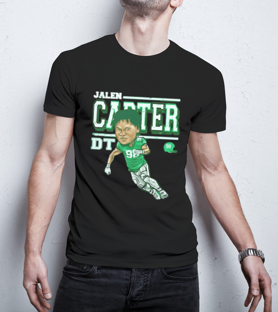 Jalen Carter Philadelphia Eagles DT 98 Caricature Football Player T-Shirt