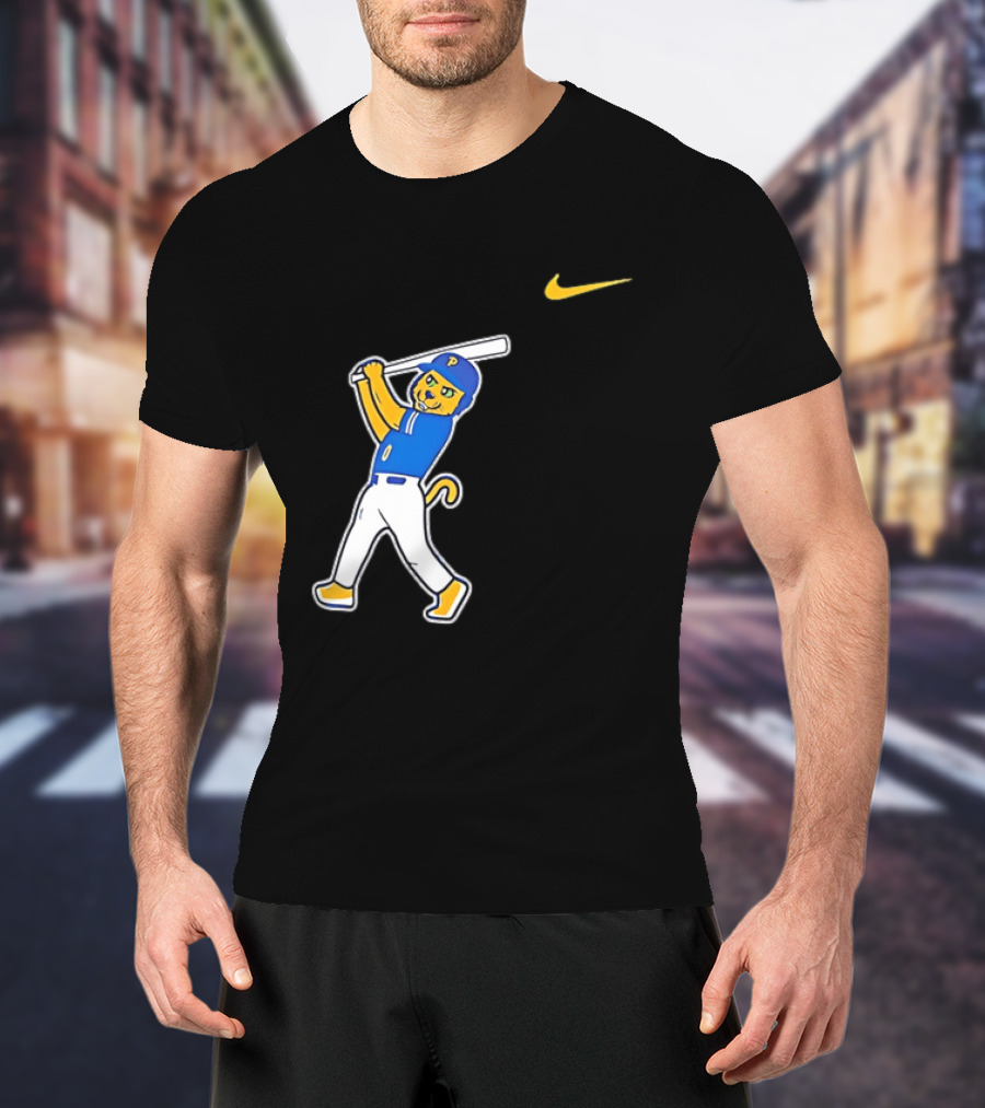 Pittsburgh Panthers Baseball Cartoon Mascot Batter Nike Sportswear T-Shirt