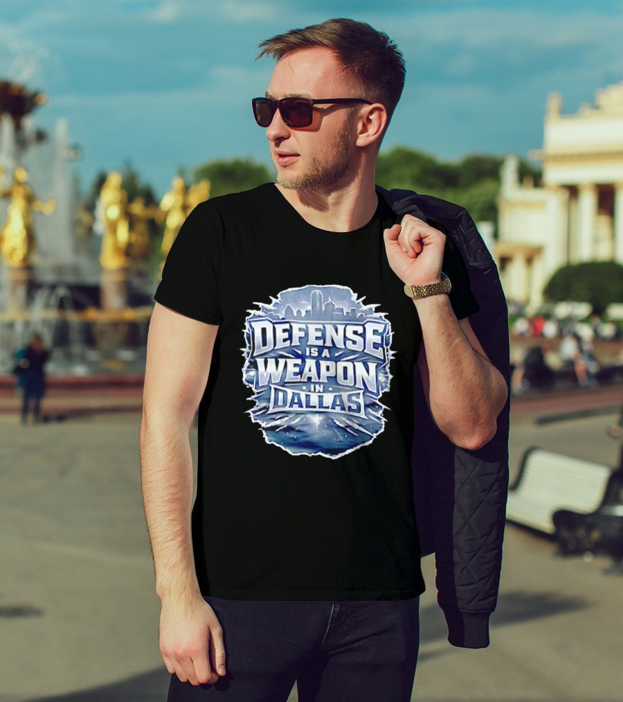 Defense Is A Weapon Dallas Football Skyline T-Shirt