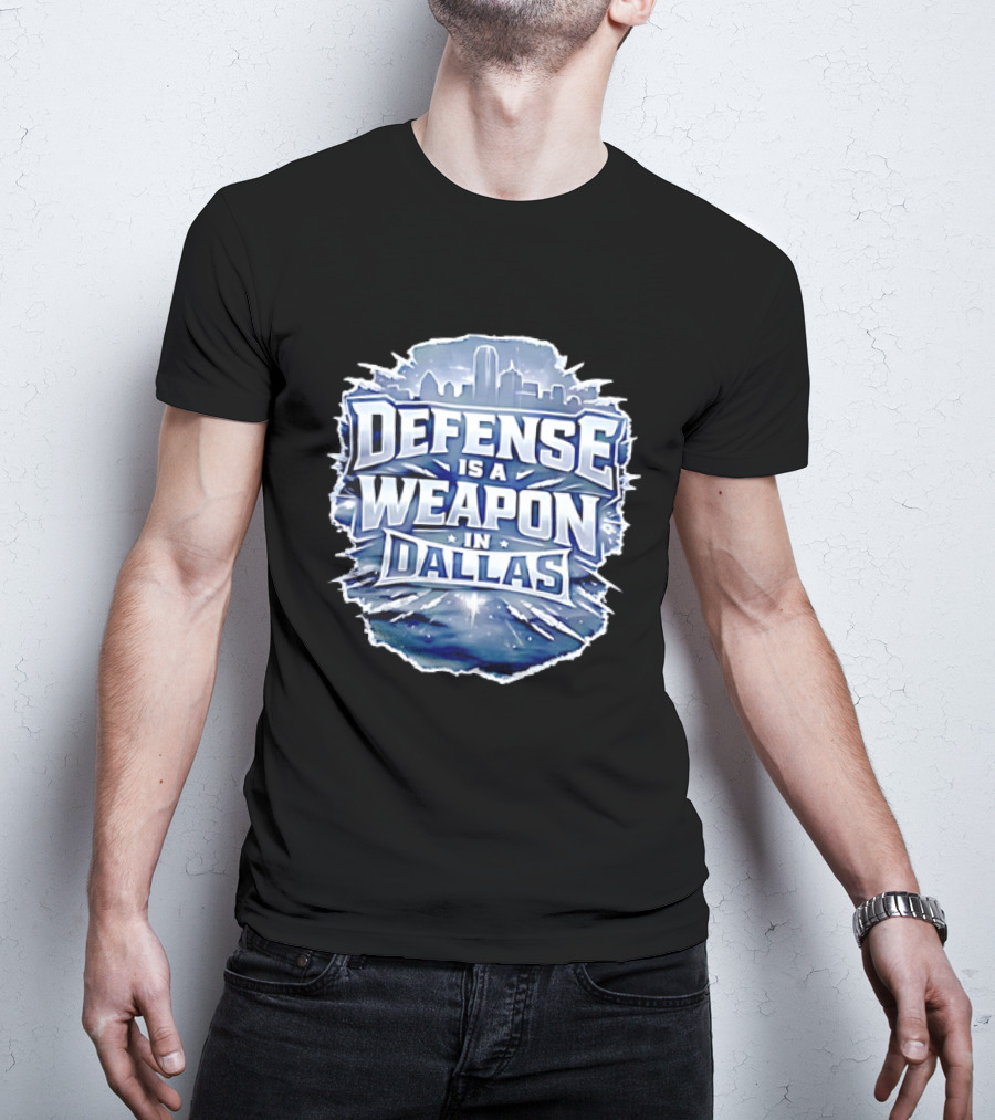 Defense Is A Weapon Dallas Football Skyline T-Shirt