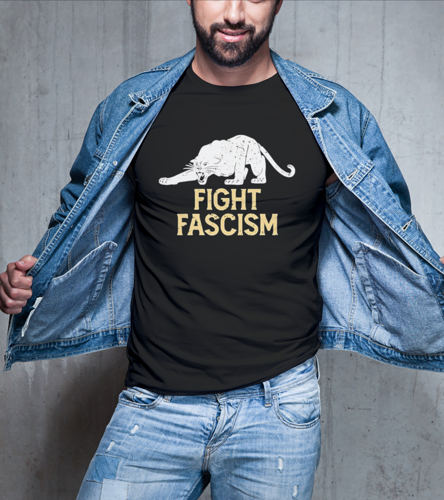Distressed Fight Fascism Panther Anti Fascist T-Shirt