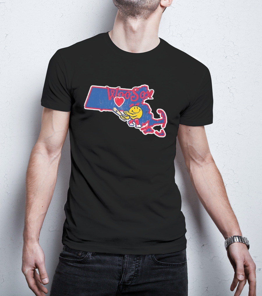 WooSox Massachusetts Heart Baseball Distressed T-Shirt