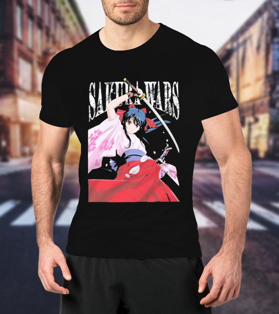 Sakura Wars Distressed Anime Samurai Girl With Katana T-Shirt