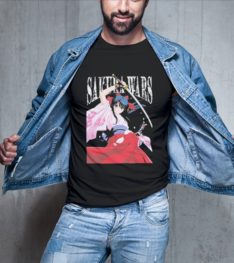 Sakura Wars Distressed Anime Samurai Girl With Katana T-Shirt
