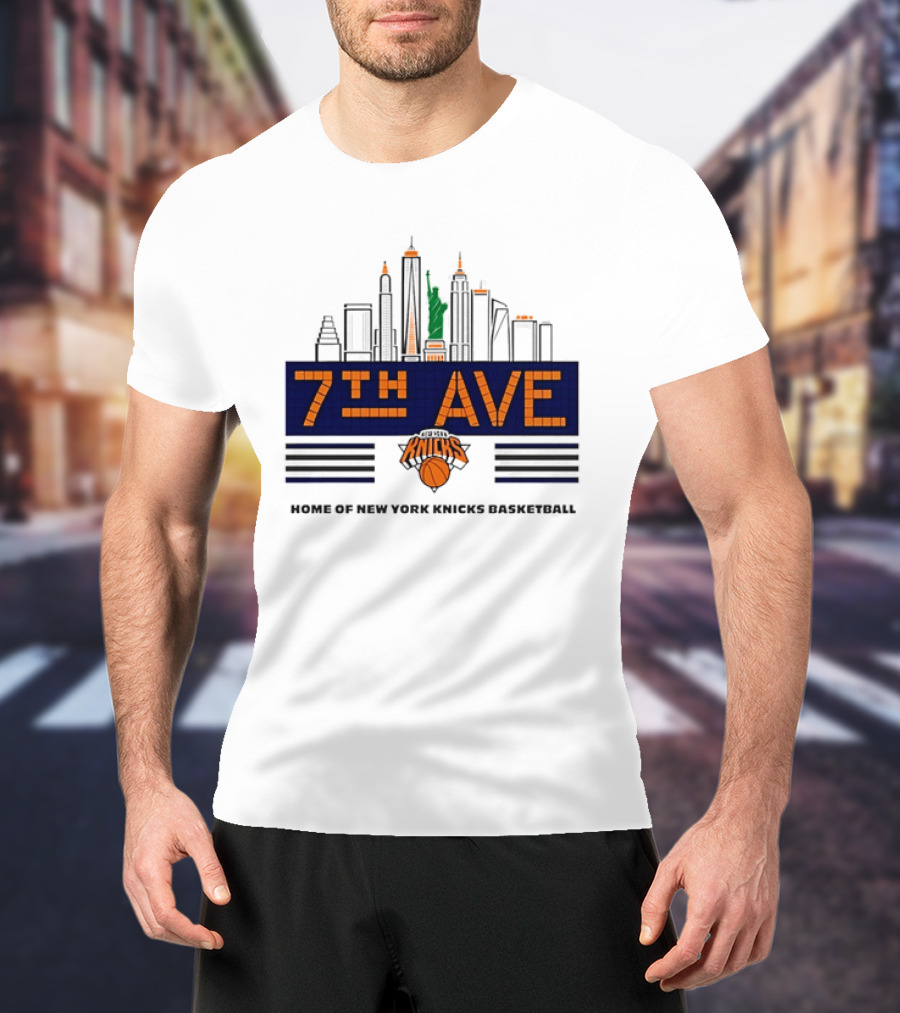 7th Ave New York Knicks Basketball Skyline T-Shirt