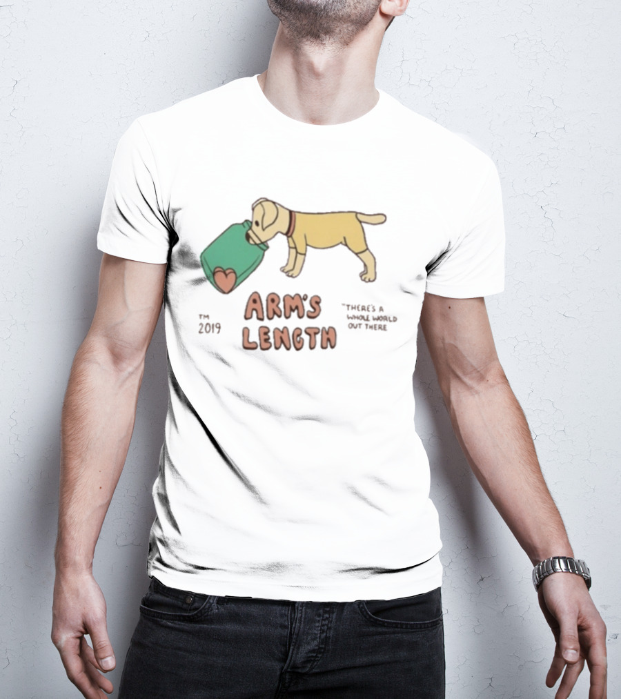 Arm's Length 2019 Dog With Jar There's A Whole World Out There T-Shirt