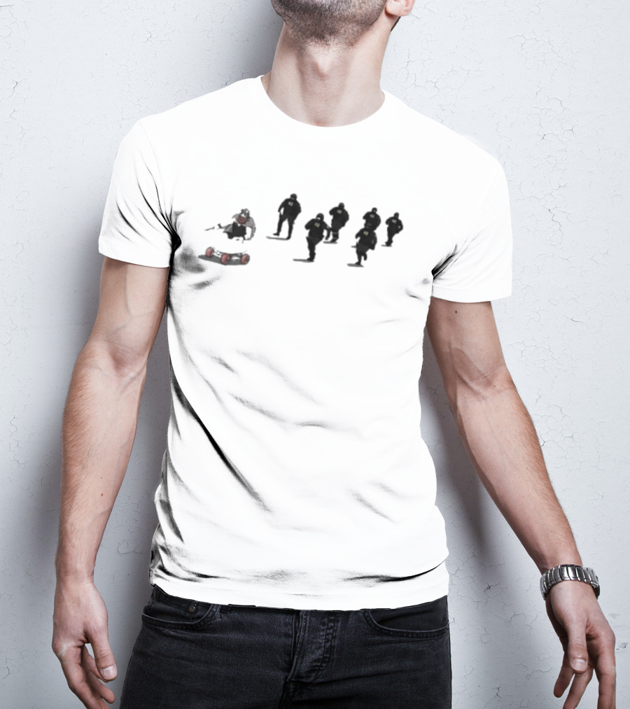 Ice Protest Vikings Silhouettes On Skates With Red Barrels T-Shirt