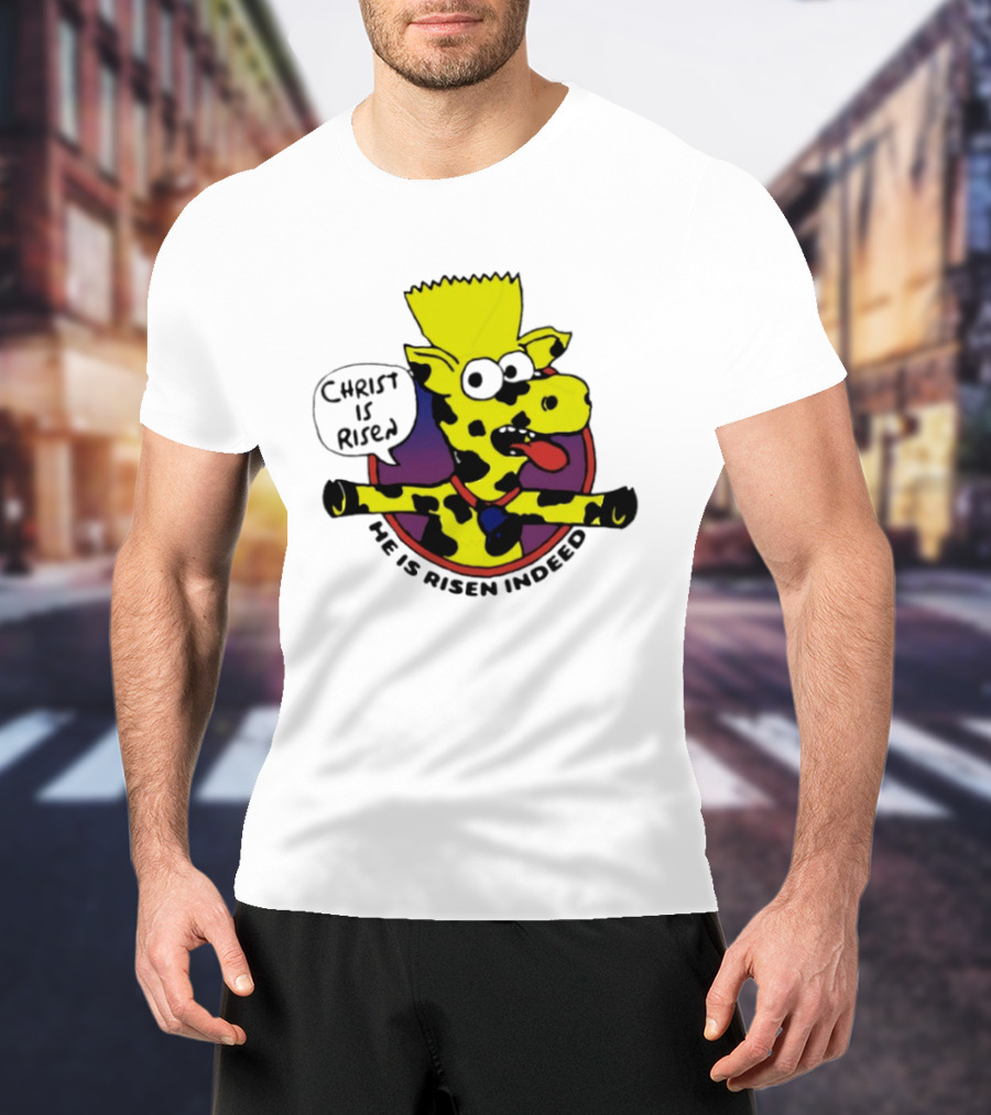 Christ Is Risen He Is Risen Indeed Simpson Cow Cartoon T-Shirt