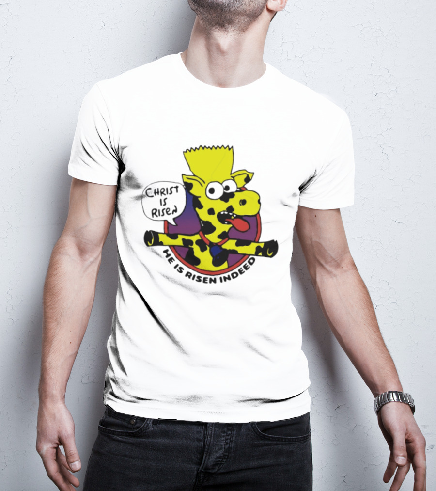 Christ Is Risen He Is Risen Indeed Simpson Cow Cartoon T-Shirt