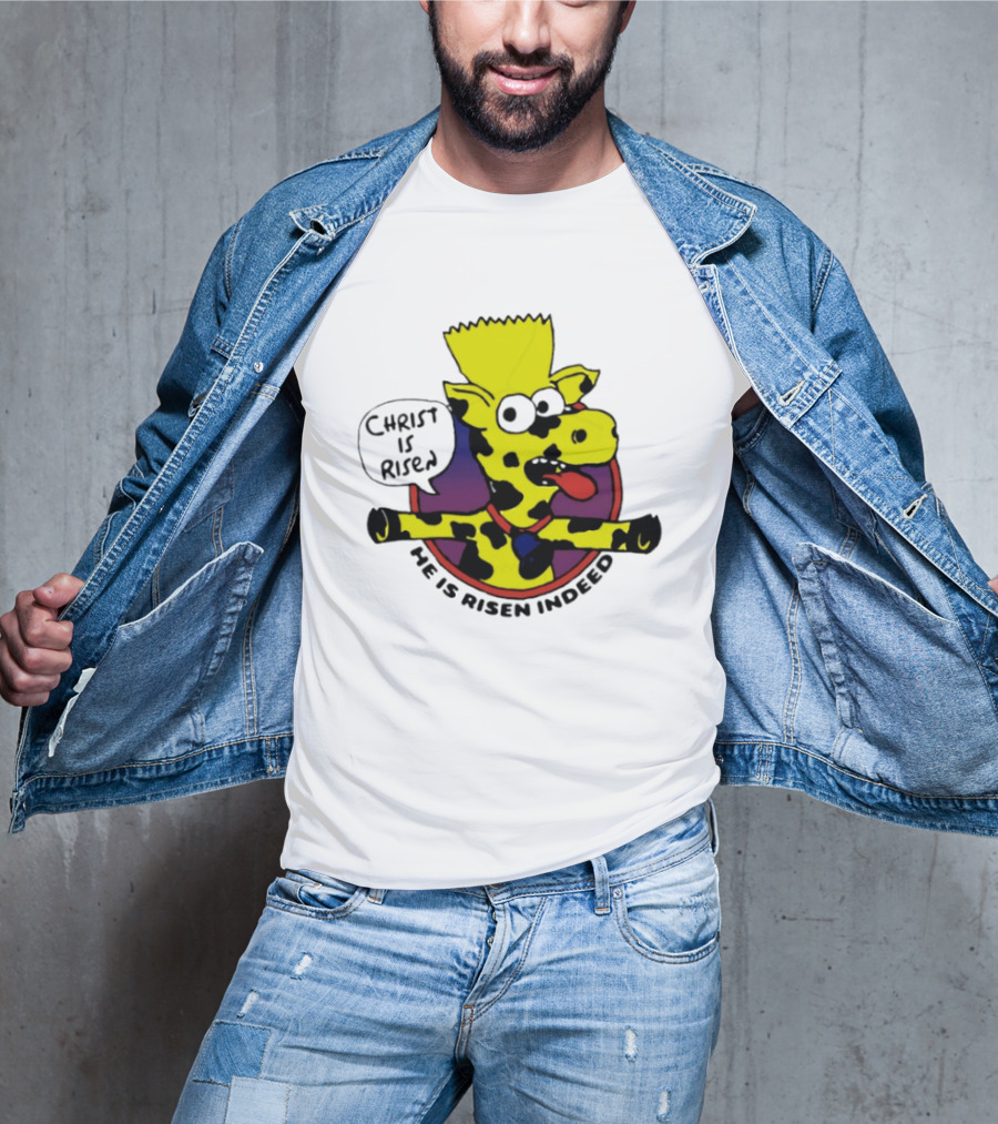 Christ Is Risen He Is Risen Indeed Simpson Cow Cartoon T-Shirt