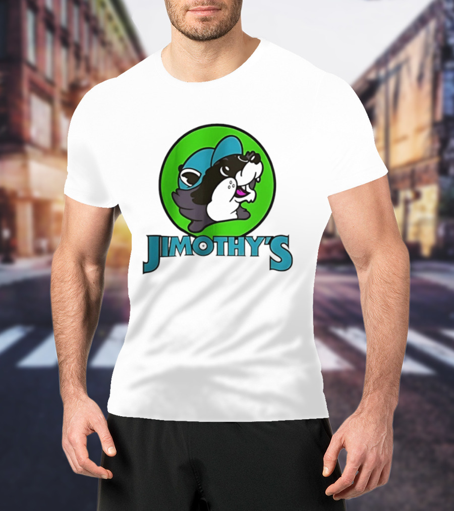 Jimothy's Cartoon Hat Character In Green Circle T-Shirt