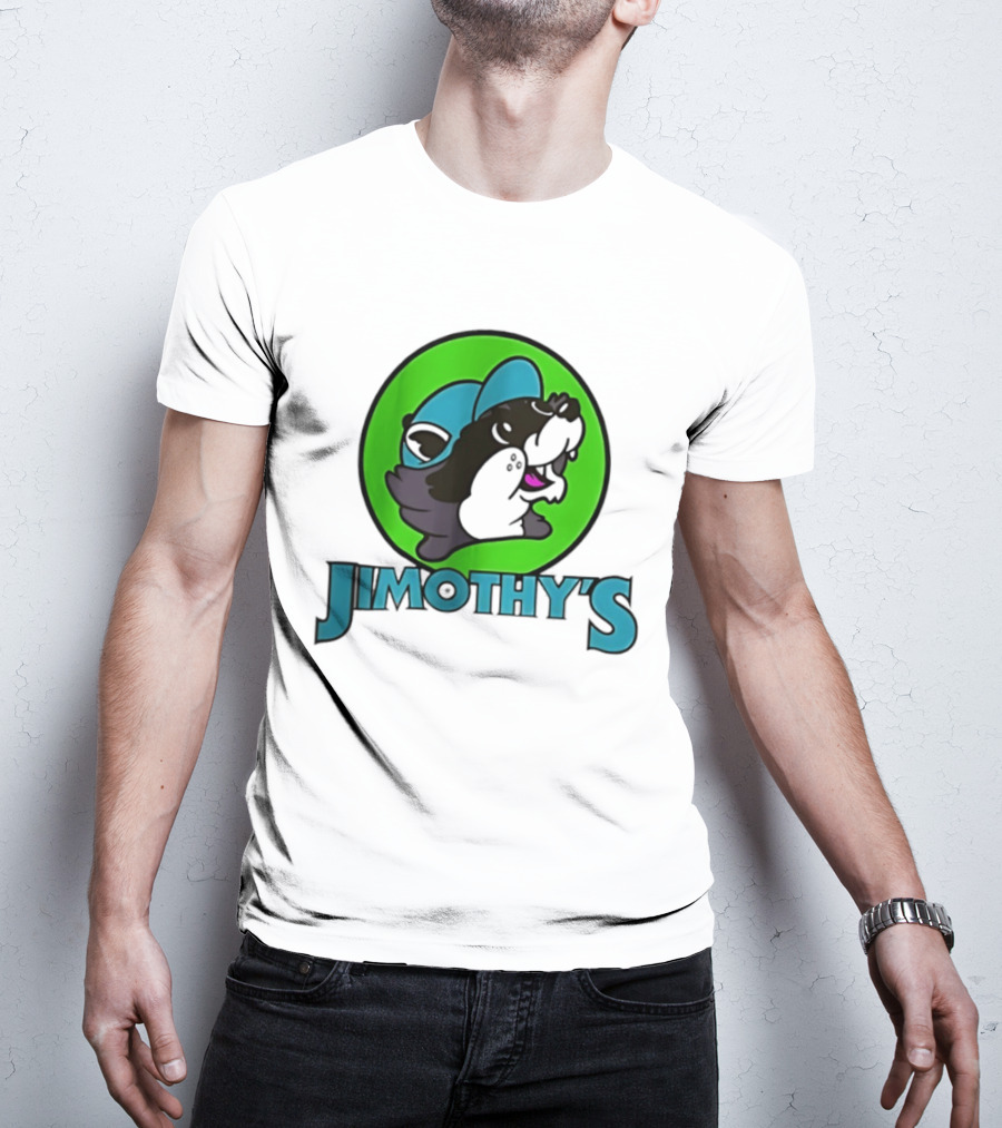 Jimothy's Cartoon Hat Character In Green Circle T-Shirt