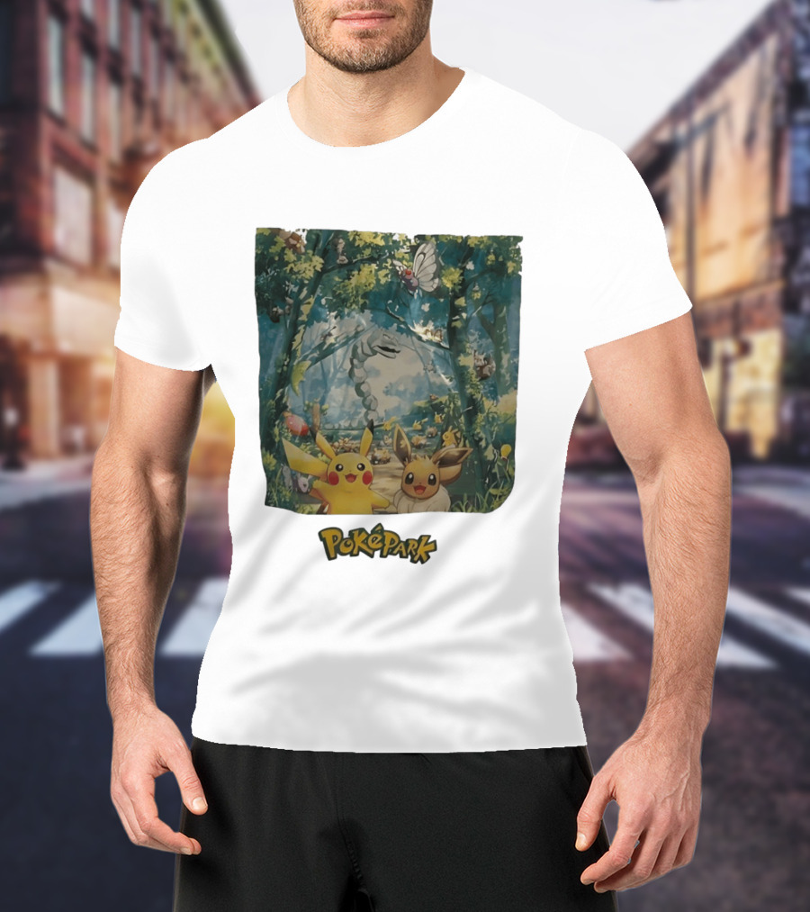 Pikachu Eevee PokéPark Kanto Forest Onix Butterfree Scene T-Shirt