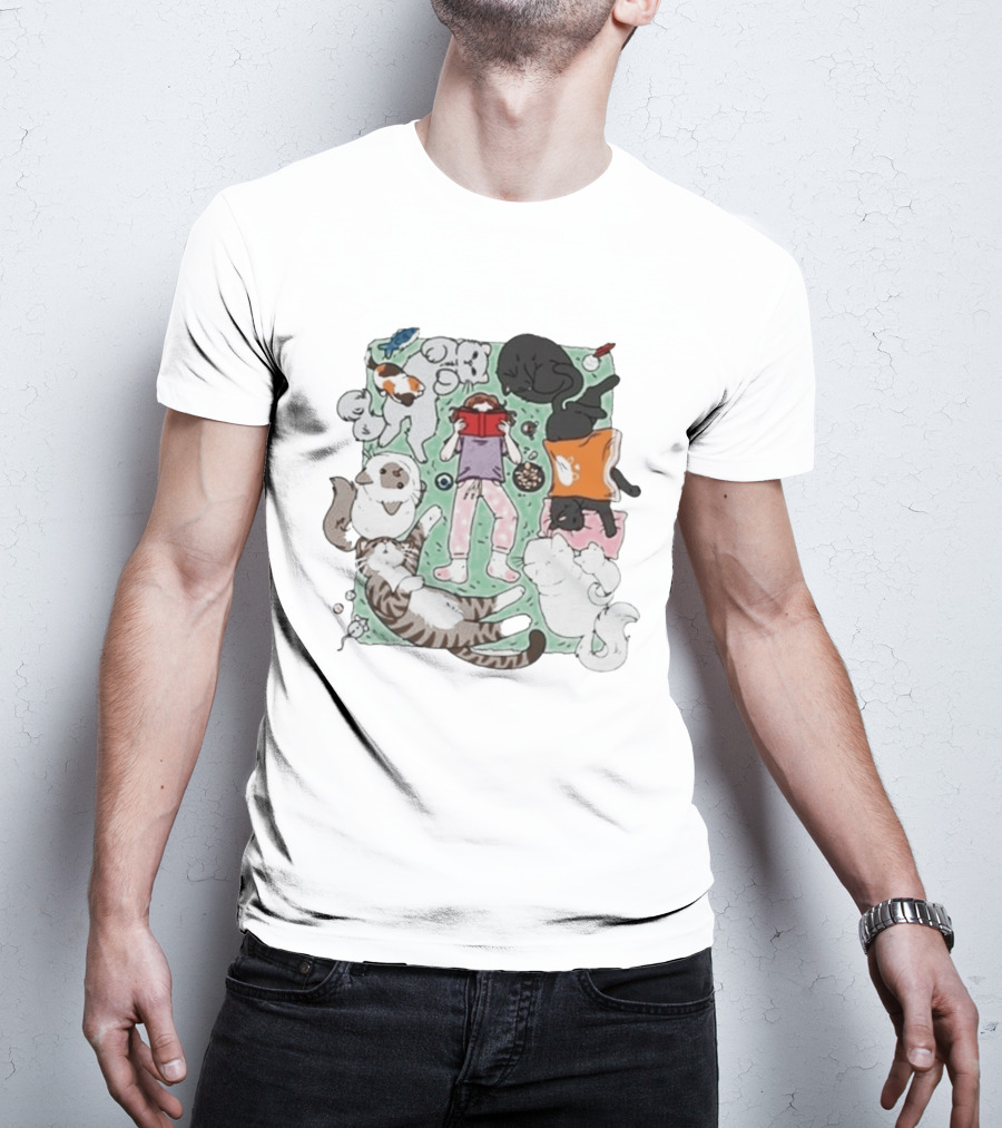 Lilsimsie Cozy Reading Party With Cats Playing And Lounging T-Shirt