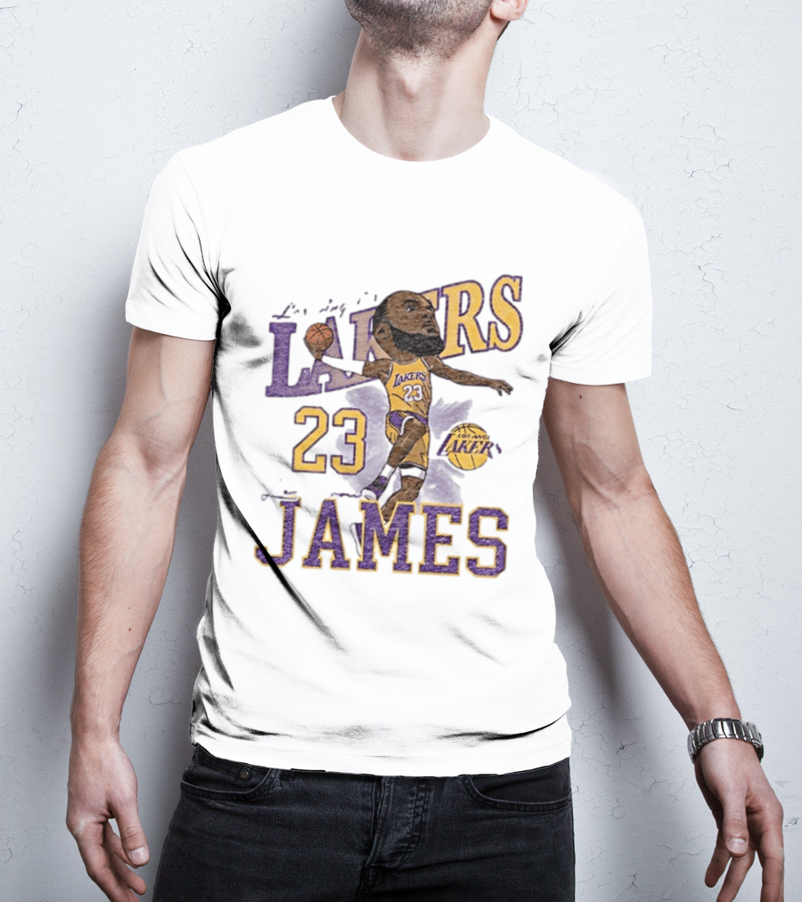 Los Angeles Lakers Lebron James 23 Basketball Caricature Player T-Shirt