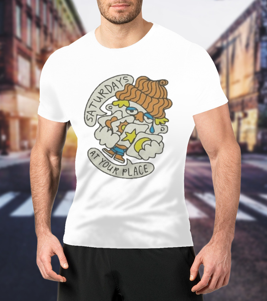 Saturdays At Your Place Cartoon Character With Beanie T-Shirt