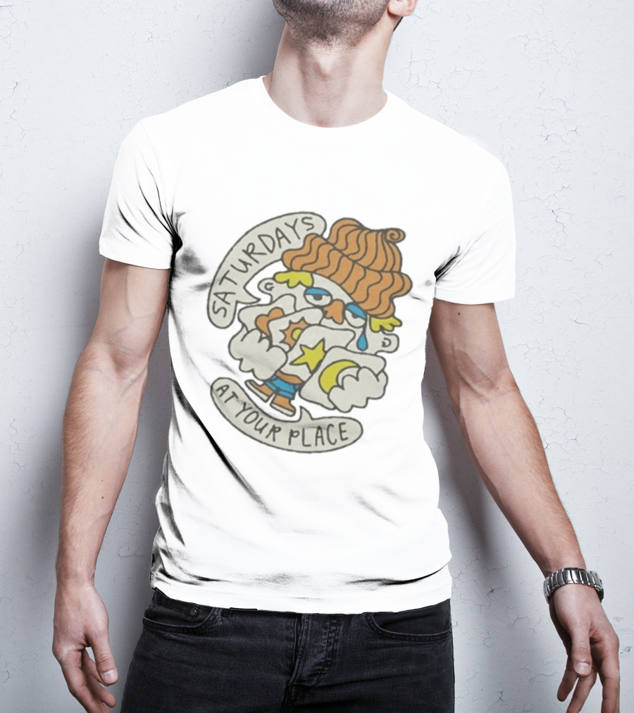 Saturdays At Your Place Cartoon Character With Beanie T-Shirt