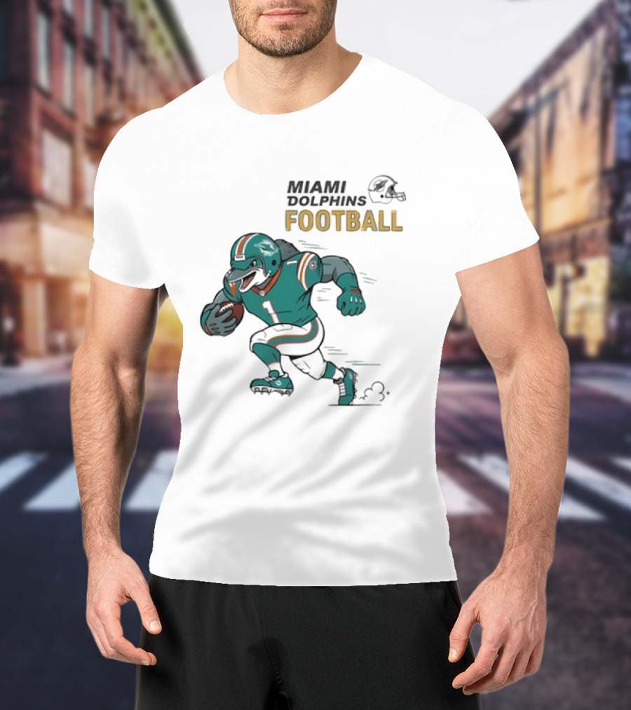 Miami Dolphins Aqua Rush Football Helmet Player T-Shirt