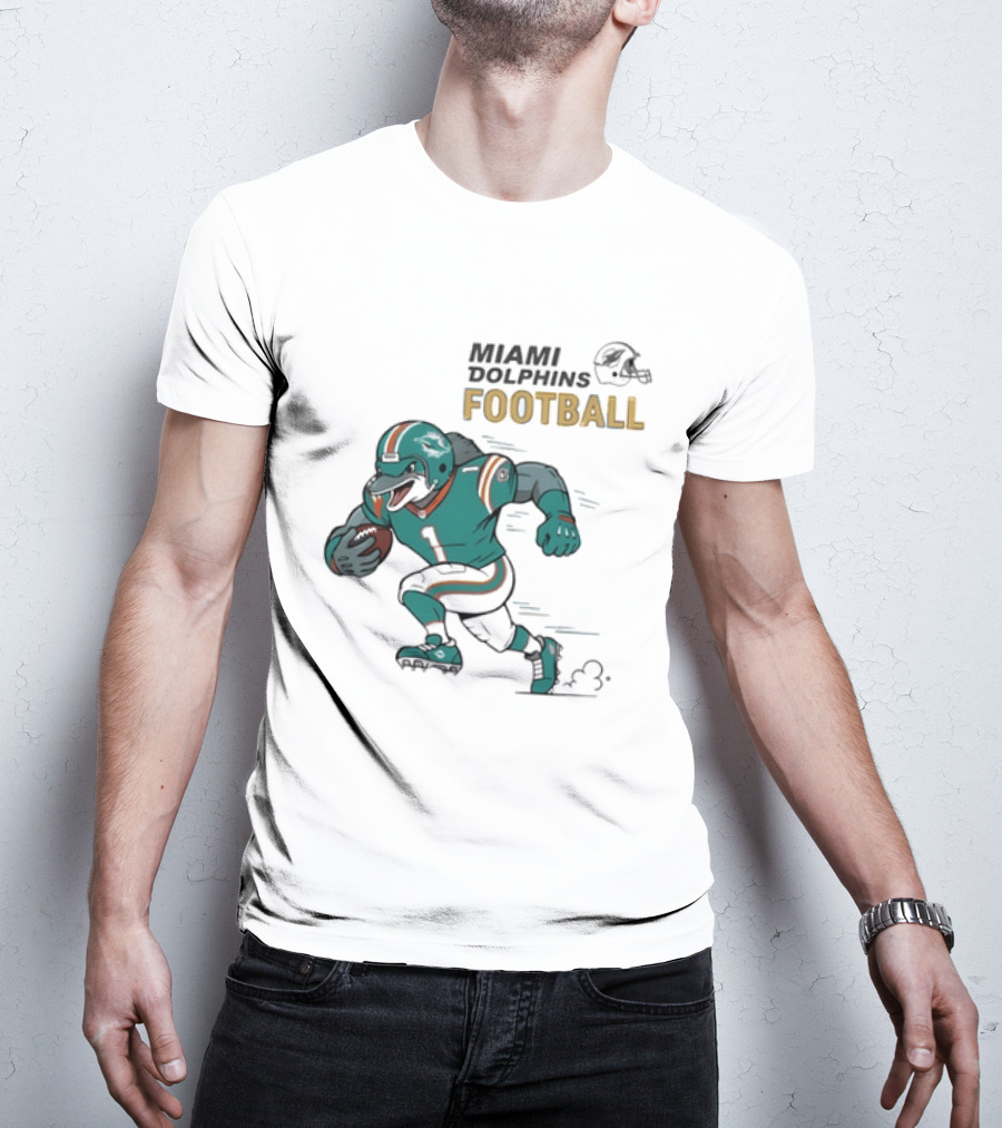 Miami Dolphins Aqua Rush Football Helmet Player T-Shirt